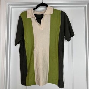 Men's Color Block Polo Shirt, Summer Casual Knitted Polo Shirt